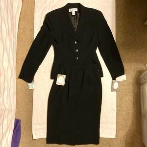 Vintage 80s Christian Dior Black Blazer and Skirt Suit Size 2